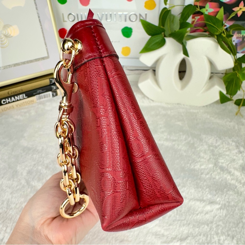Dior Trotter Red monogram canvas and leather Wristlet, Pouch VINTAGE CUTE - Picture 4 of 13